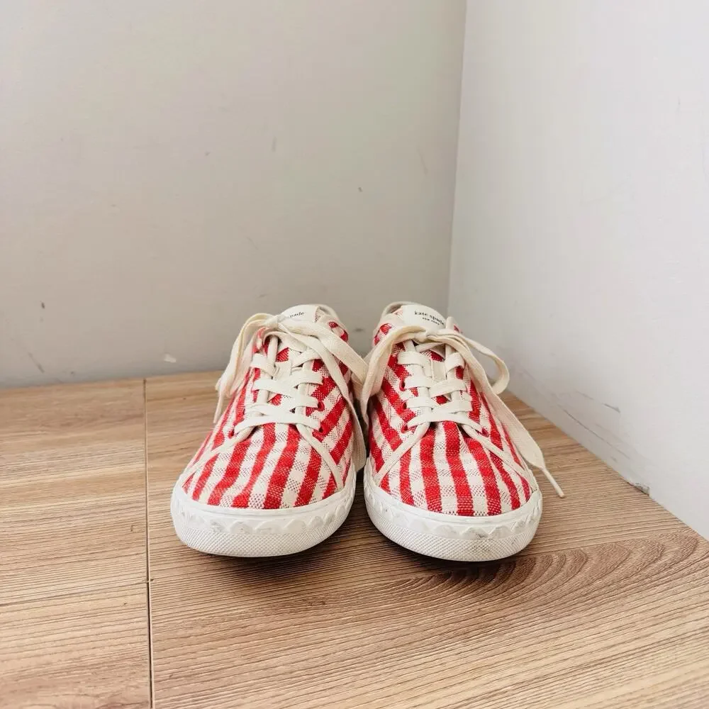 Kate Spade Vale Red And White Checkered Sneakers Women’s Size 10